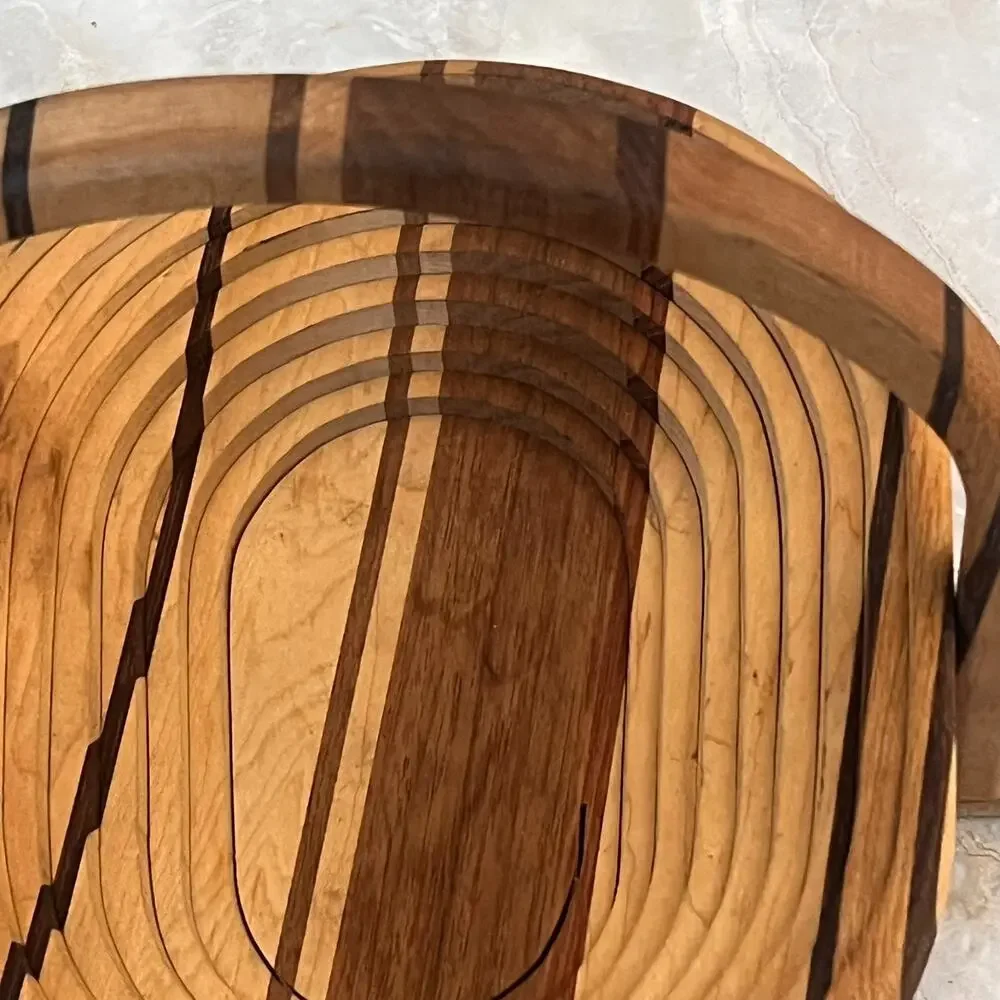 Collapsible Foldable Spiral Trivet Wooden Fruit Berry Basket Woodwork - Picture 6 of 13